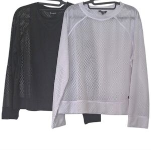 Bebe Sport Set of 2 Sheer Mesh Long Sleeve Tops